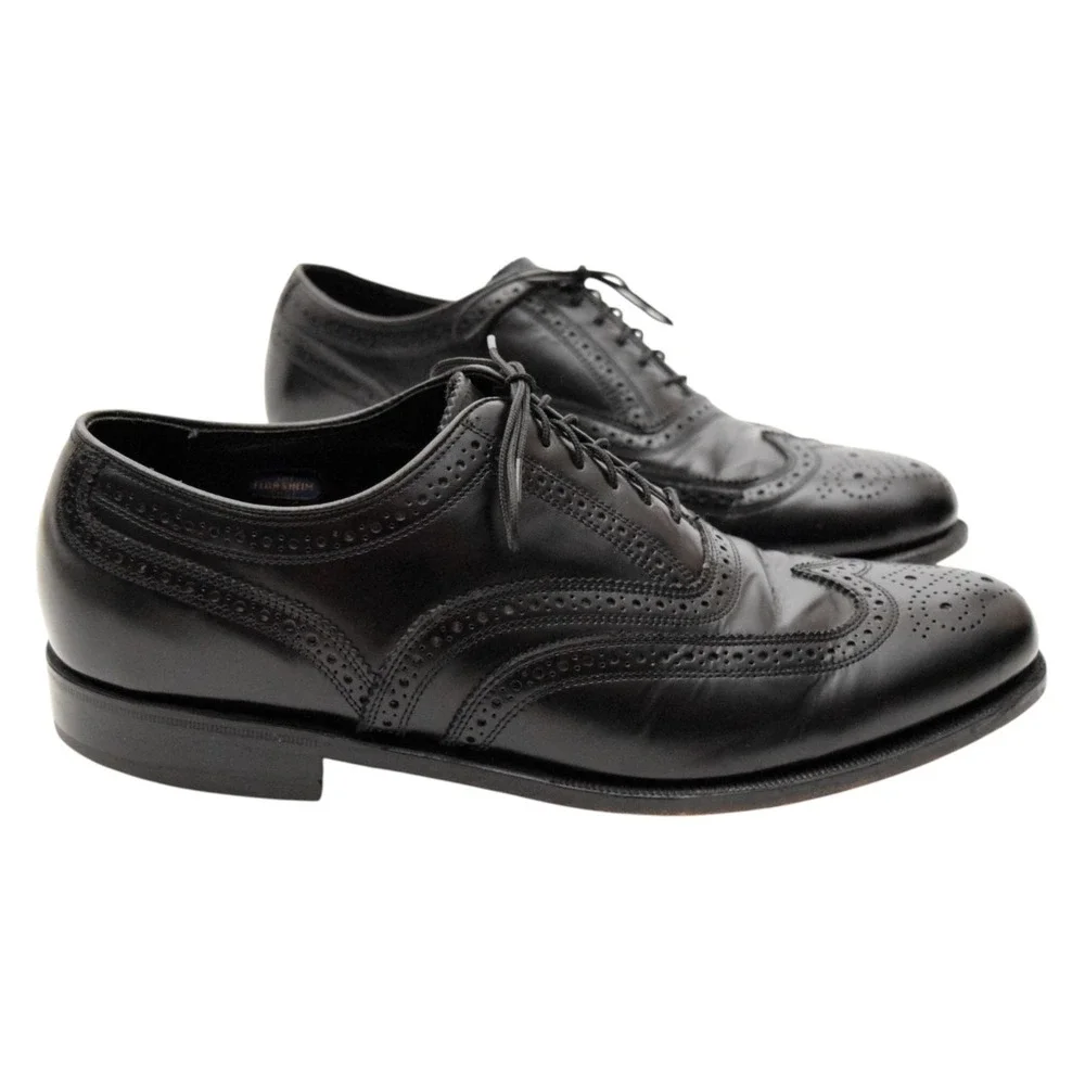 Florsheim Lexington Men's Black Leather Wingtip Oxford Dress Shoes Size 8.5 3E